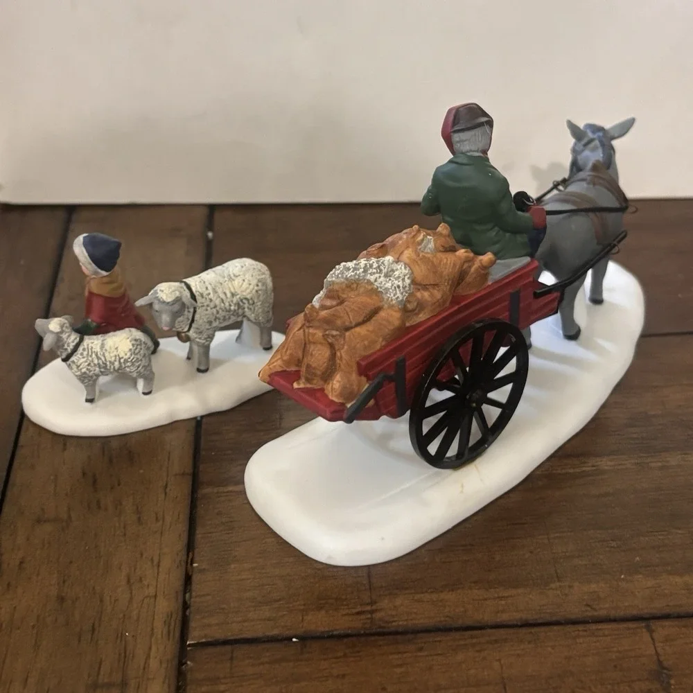 Dept 56 Bringing Fleeces to the Mill Retired Dickens Village Set Of 2 Pc READ